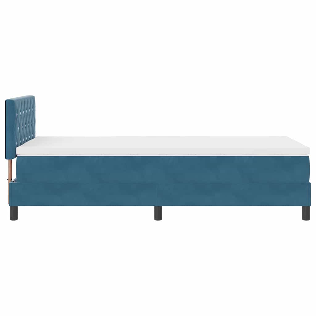 Cama Box Spring com Colchão Azul Escuro 90 x 190 cm tecido