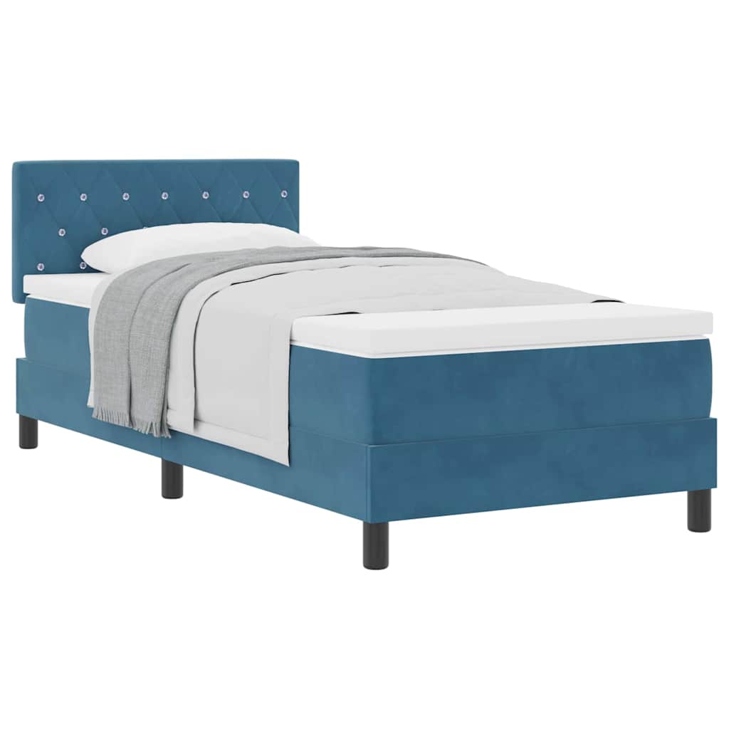 Cama Box Spring com Colchão Azul Escuro 90 x 200 cm tecido