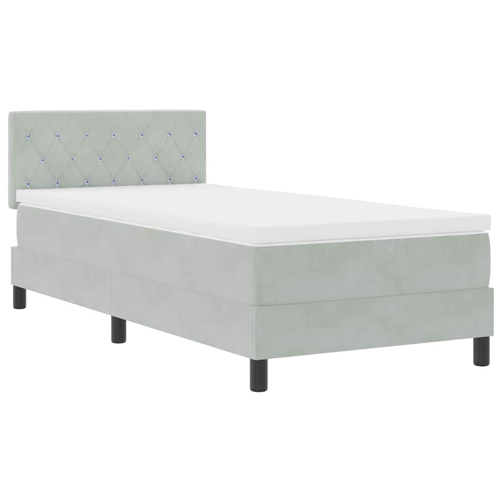 Cama Box Spring com Colchão Cinzento-claro 100 x 200 cm tecido
