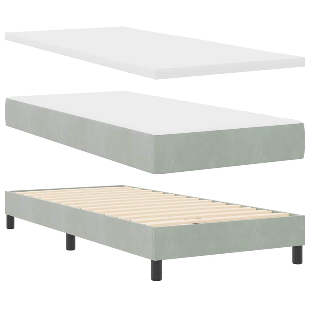 Cama Box Spring com Colchão Cinzento-claro 80 x 200 cm tecido