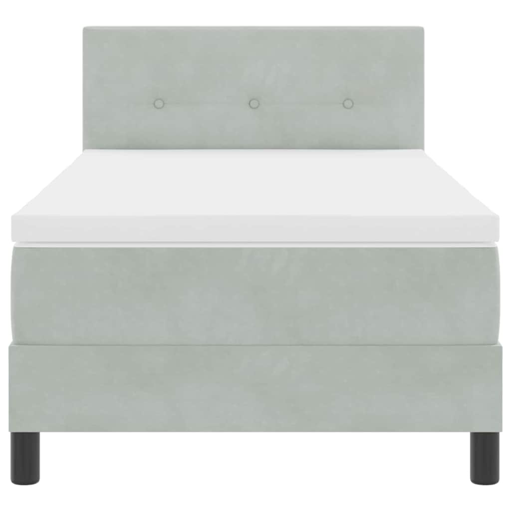 Cama Box Spring com Colchão Cinzento-claro 80 x 200 cm tecido