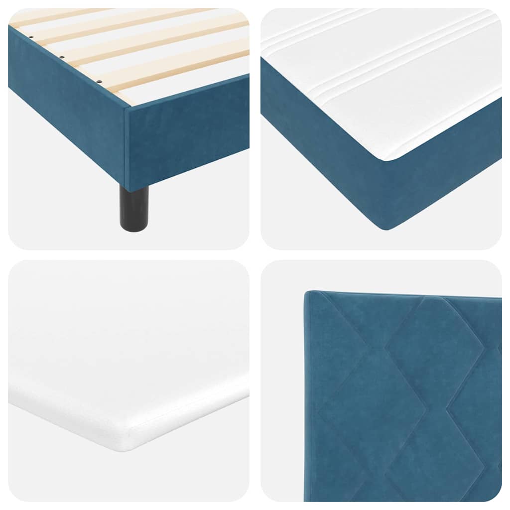 Cama Box Spring com Colchão Azul escuro 90 x 190 cm tecido
