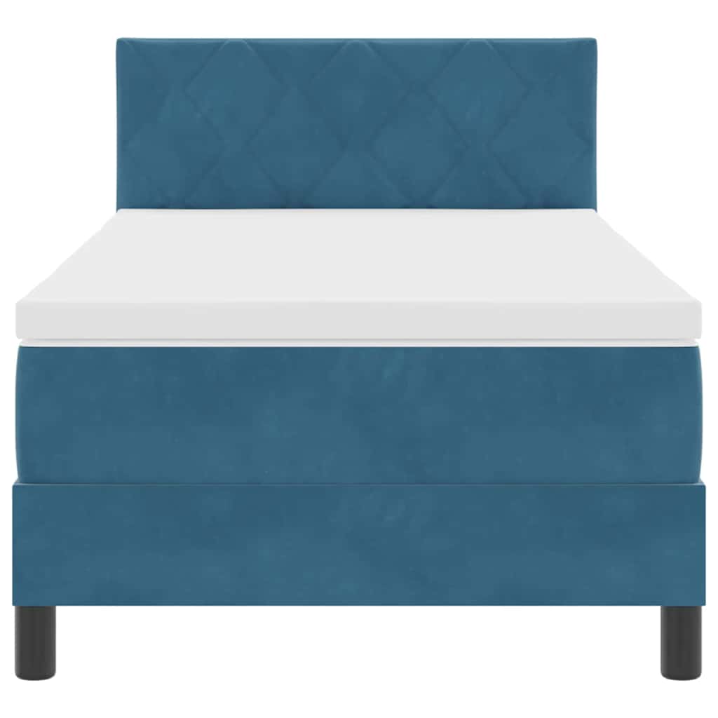 Cama Box Spring com Colchão Azul escuro 90 x 190 cm tecido