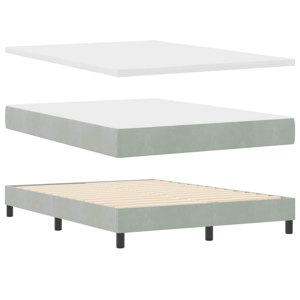 Cama Box Spring com Colchão Cinzento-claro 140 x 190 cm tecido
