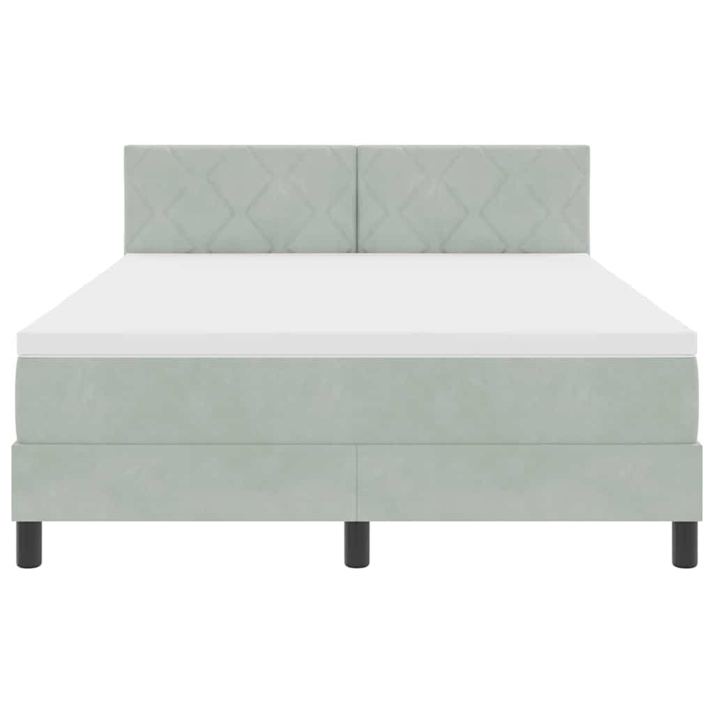 Cama Box Spring com Colchão Cinzento-claro 140 x 200 cm tecido