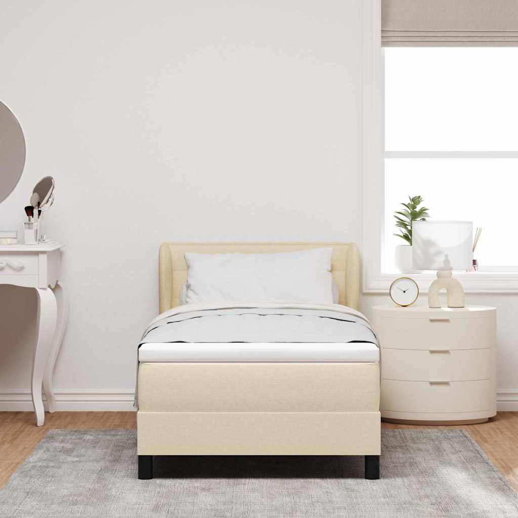 Cama box spring com colchão Creme 100 x 200 cm tecido