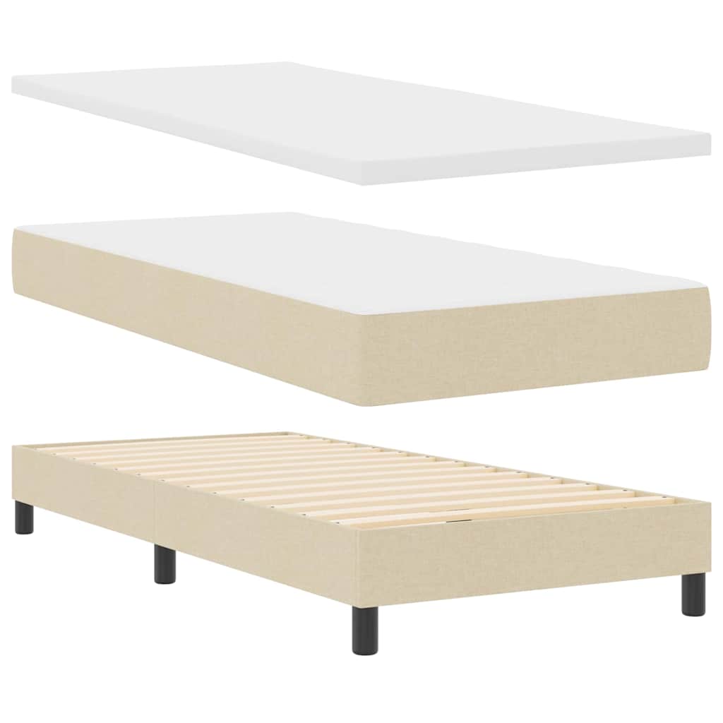 Cama box spring com colchão Creme 100 x 200 cm tecido