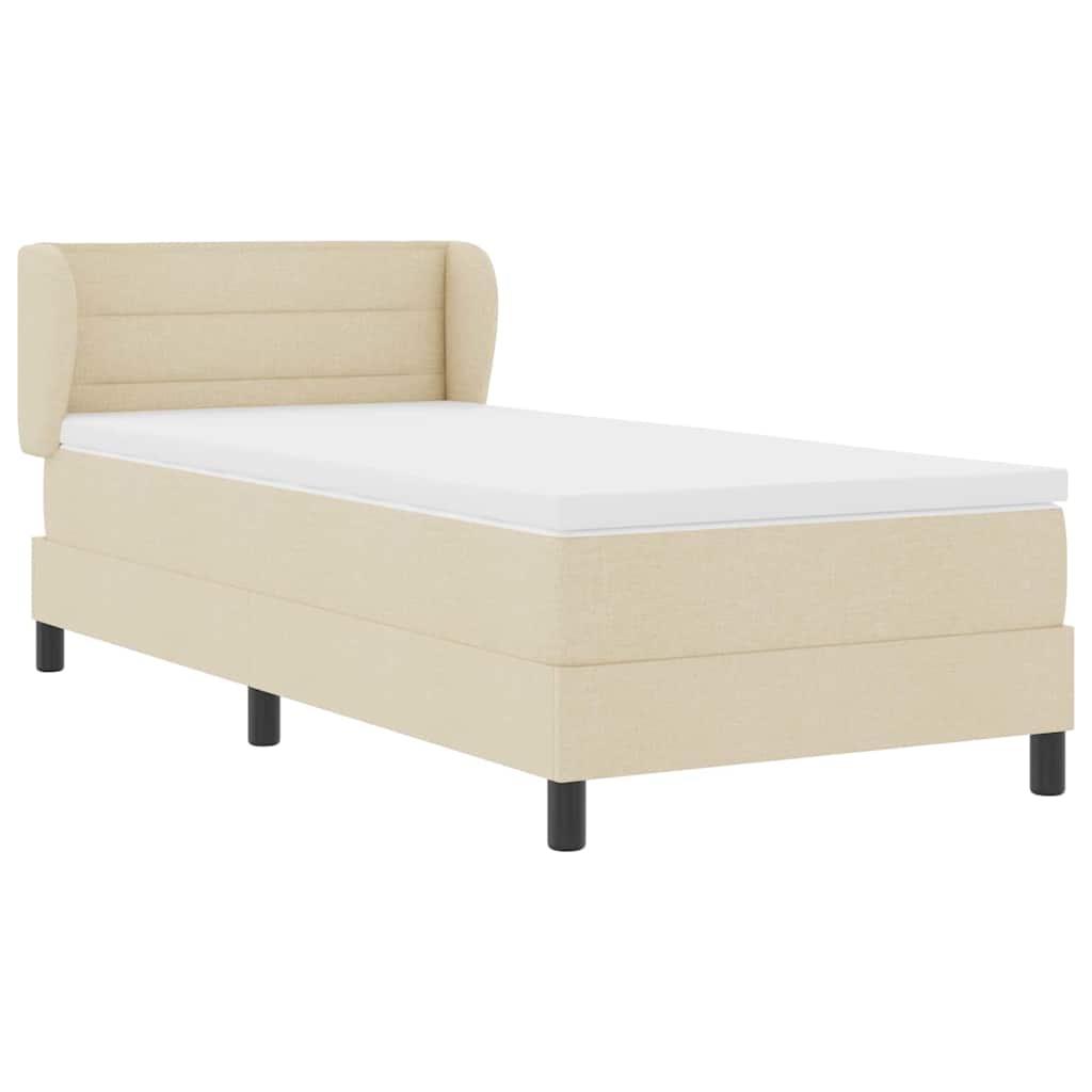 Cama box spring com colchão Creme 100 x 200 cm tecido