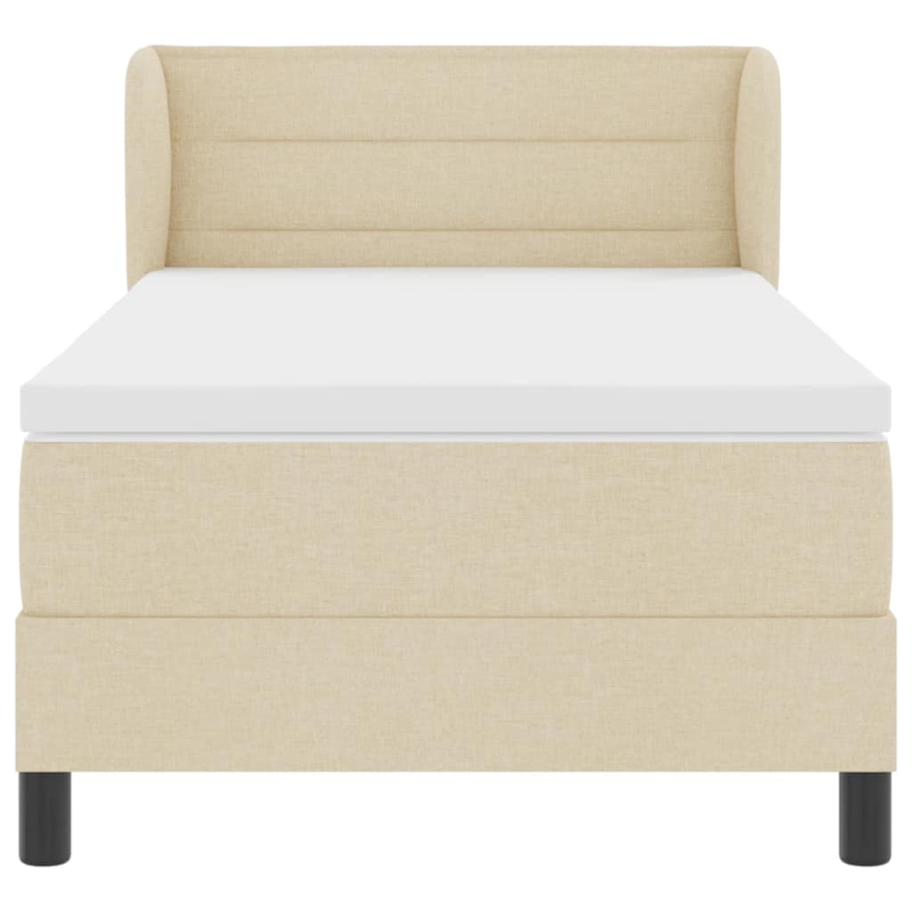 Cama box spring com colchão Creme 100 x 200 cm tecido