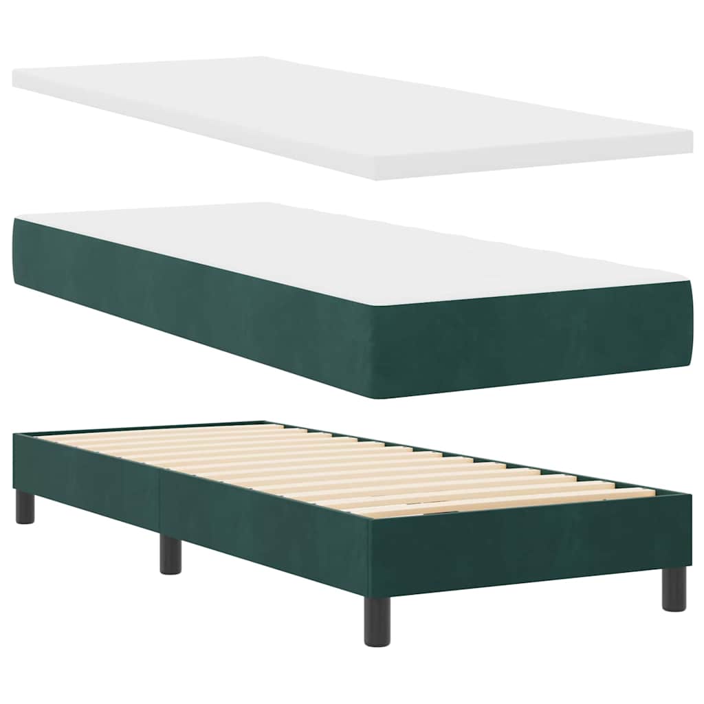 Cama Box Spring com Colchão Cinza Escuro 80x200 cm em Veludo