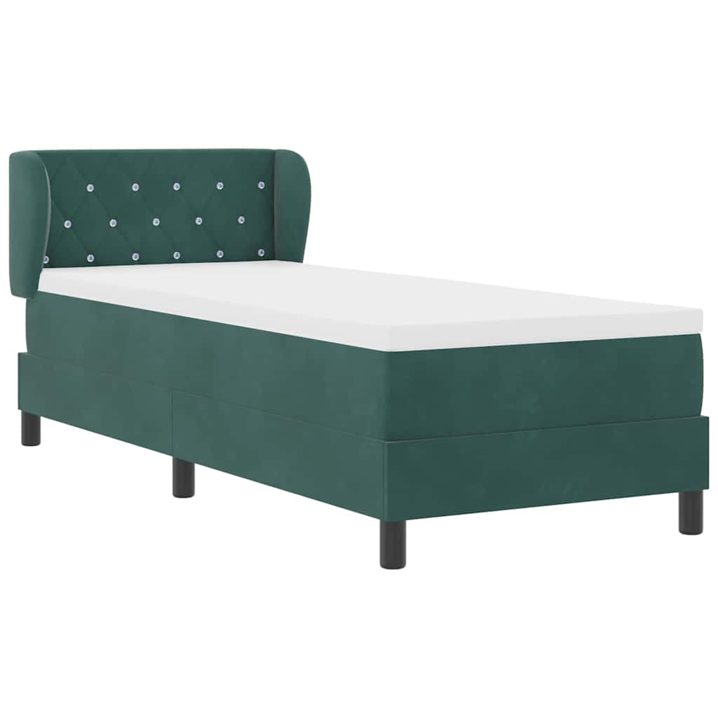 Cama Box Spring com Colchão Cinza Escuro 80x200 cm em Veludo