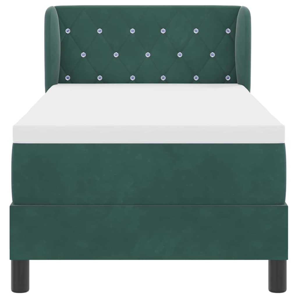 Cama Box Spring com Colchão Cinza Escuro 80x200 cm em Veludo