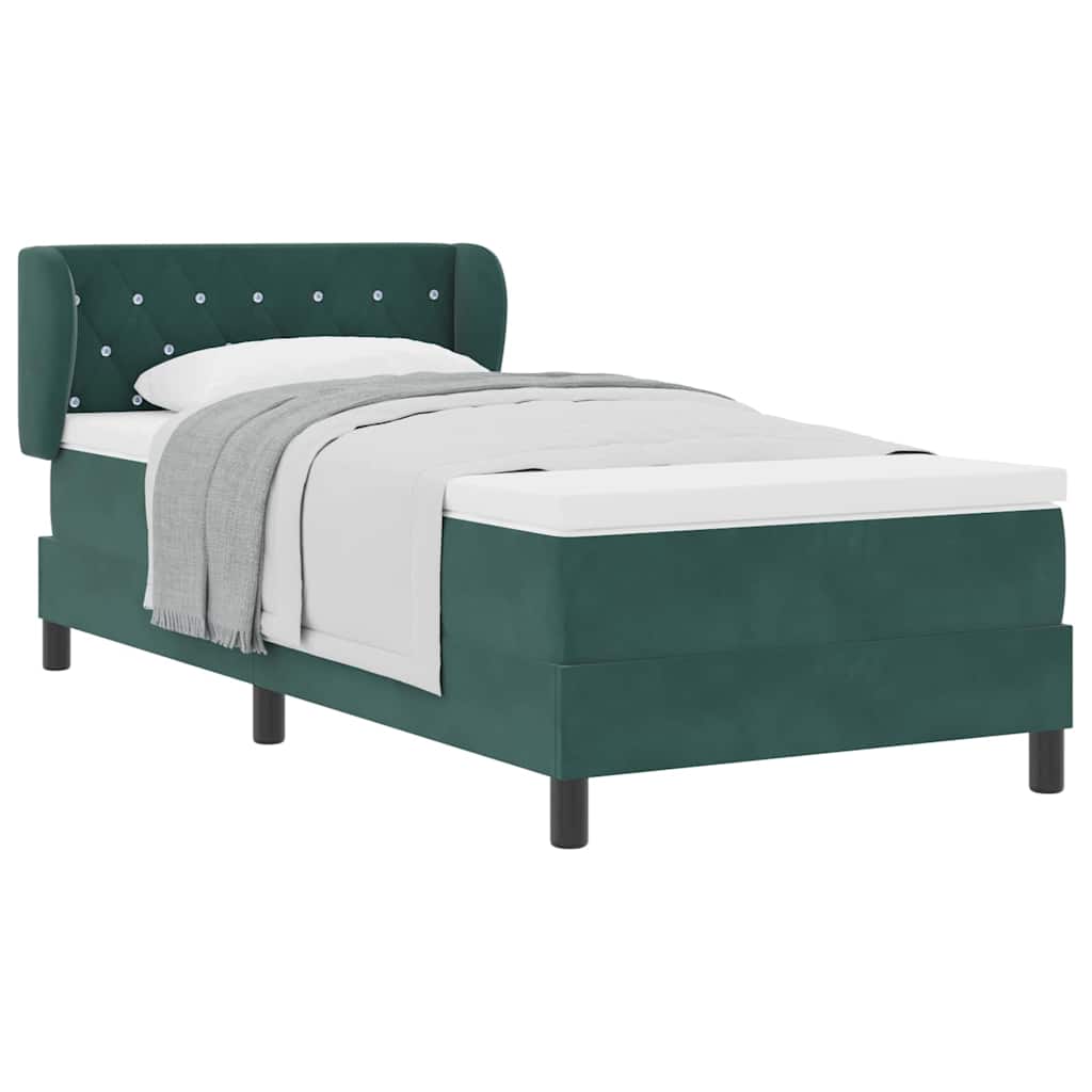 Cama Box com colchão Verde-escuro 90 x 200 cm Veludo
