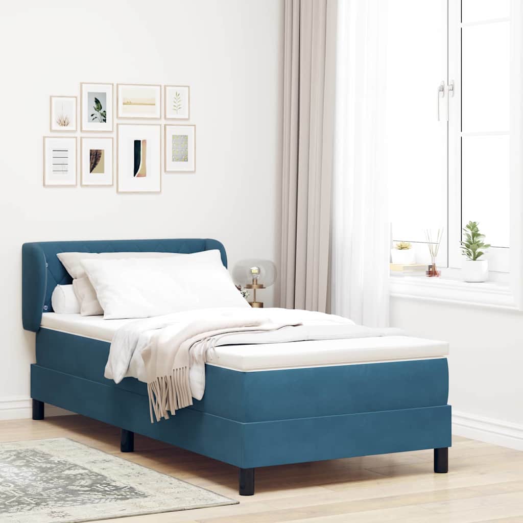 Cama Box com colchão Azul escuro 90 x 200 cm Veludo