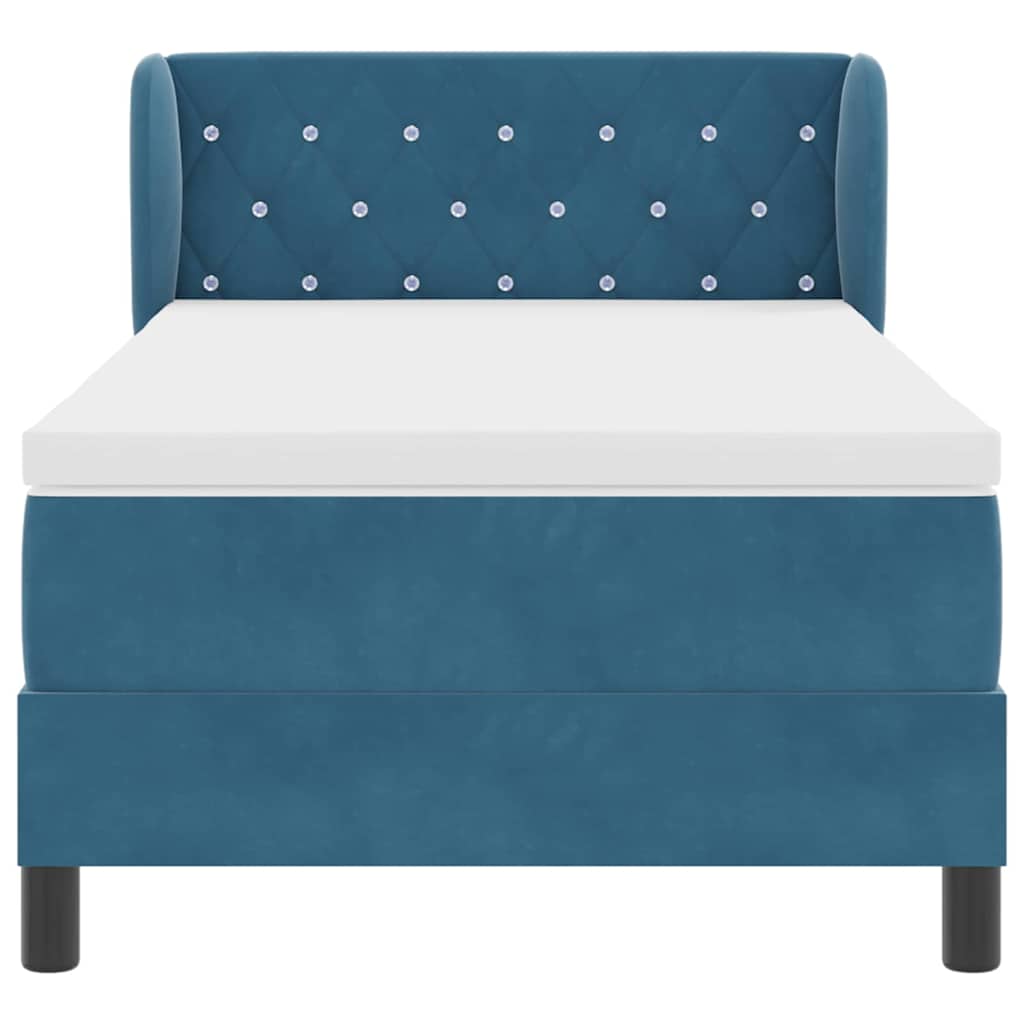 Cama Box com colchão Azul escuro 90 x 200 cm Veludo