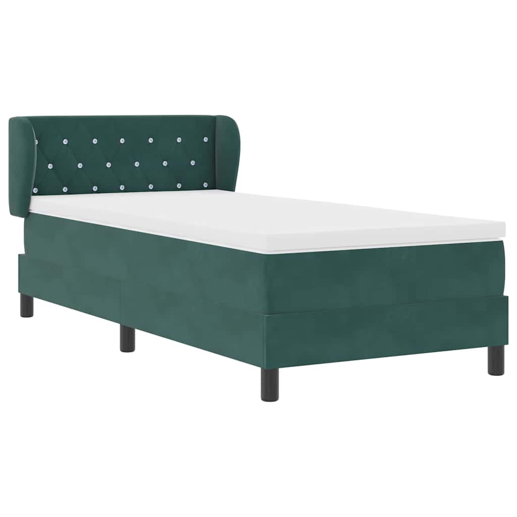 Cama Box com colchão Verde-escuro 100 x 200 cm Veludo