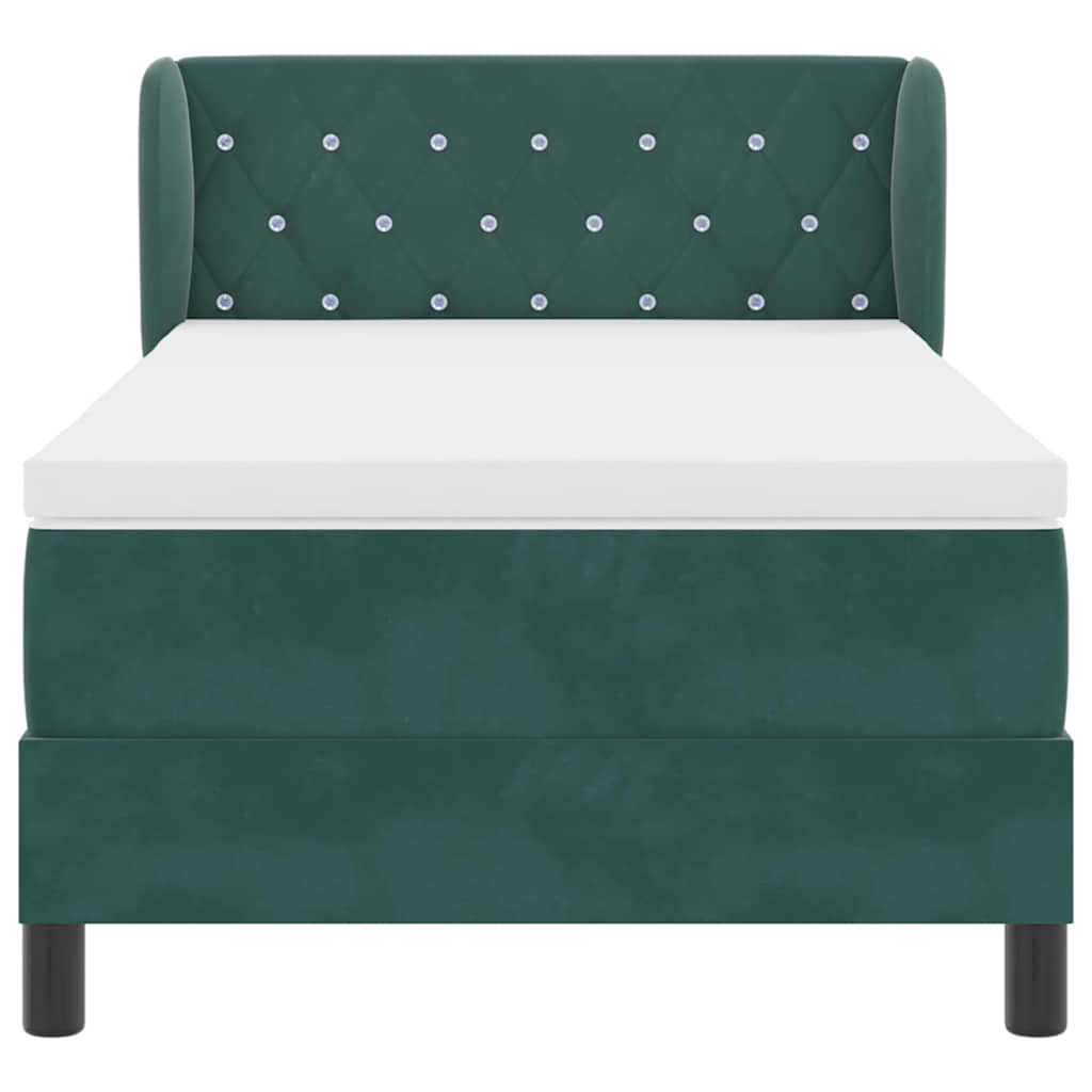 Cama Box com colchão Verde-escuro 100 x 200 cm Veludo