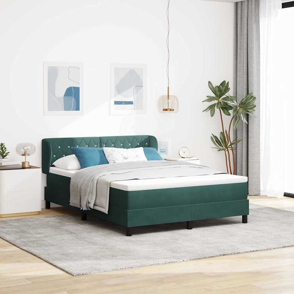 Cama Box com colchão Verde-escuro 140 x 190 cm Veludo