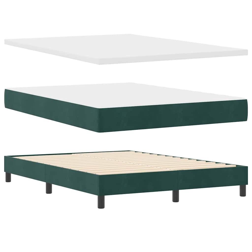 Cama Box com colchão Verde-escuro 140 x 190 cm Veludo