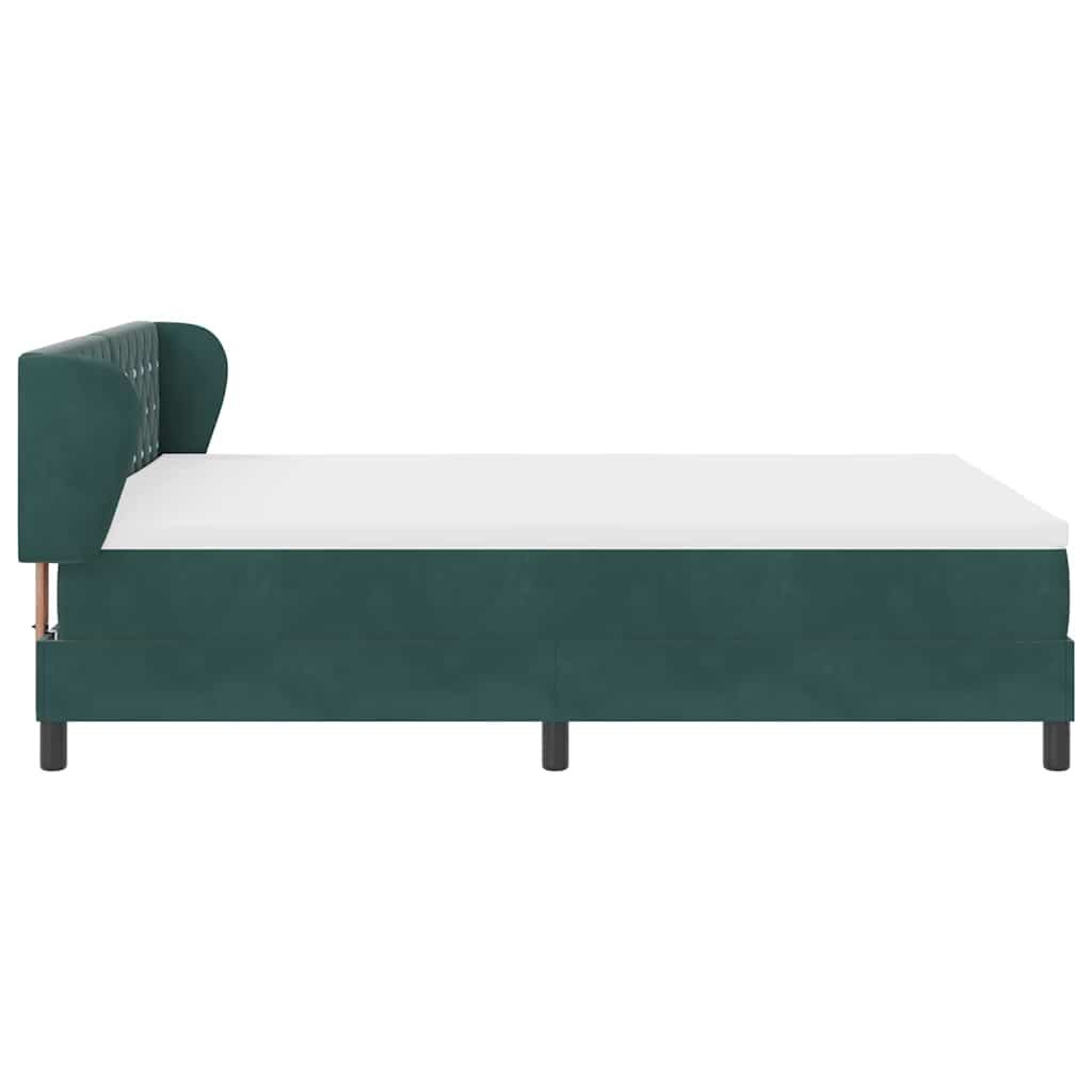 Cama Box com colchão Verde-escuro 140 x 190 cm Veludo