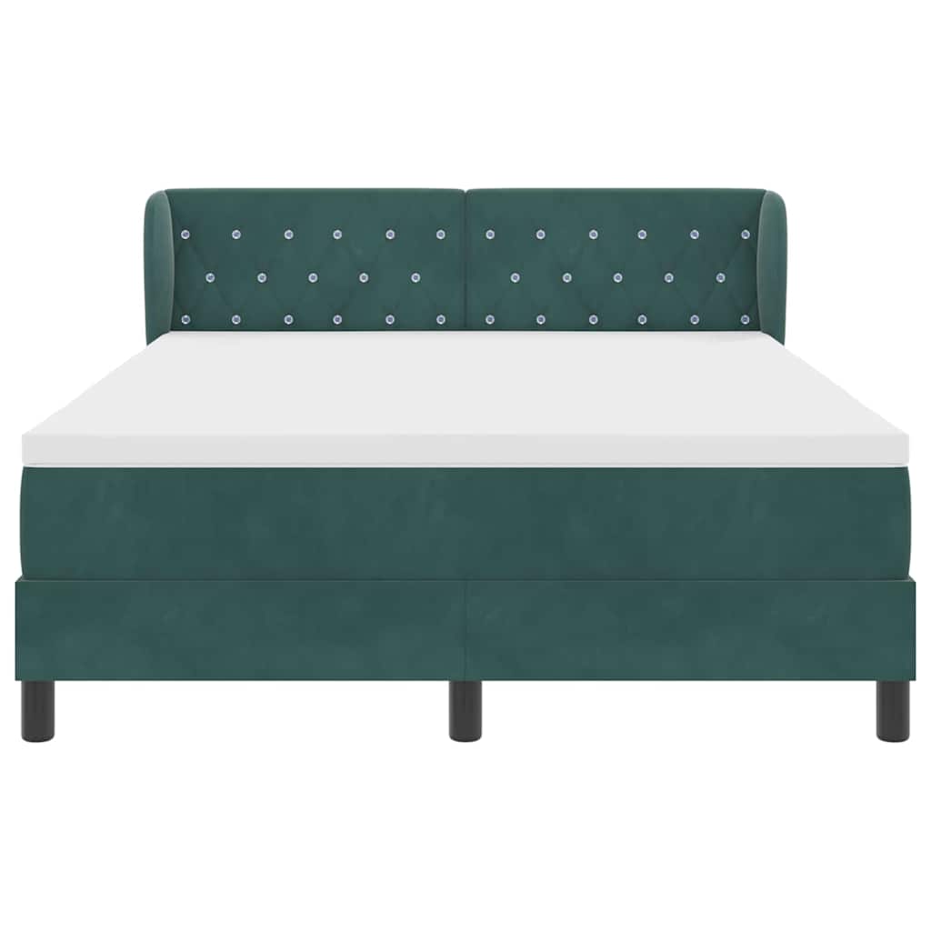 Cama Box com colchão Verde-escuro 140 x 200 cm Veludo