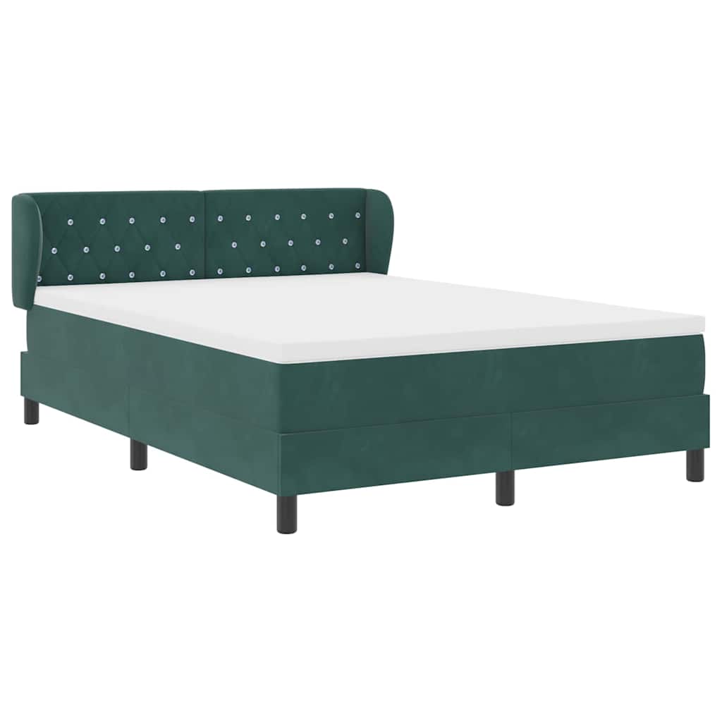 Cama Box com colchão Verde-escuro 160 x 200 cm Veludo