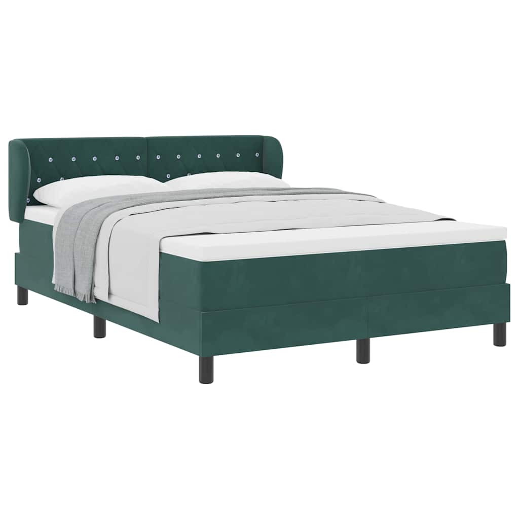 Cama Box com colchão Verde-escuro 160 x 200 cm Veludo