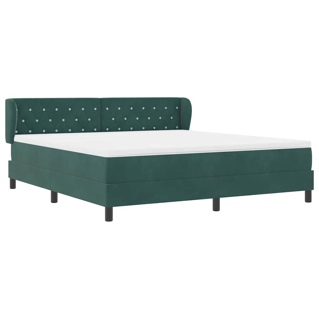 Cama Box com colchão Verde-escuro 180 x 200 cm Veludo
