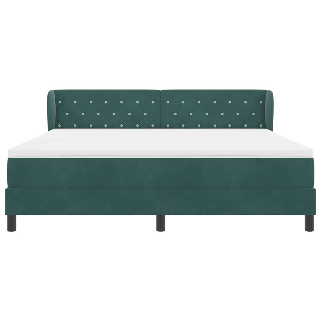 Cama Box com colchão Verde-escuro 180 x 200 cm Veludo