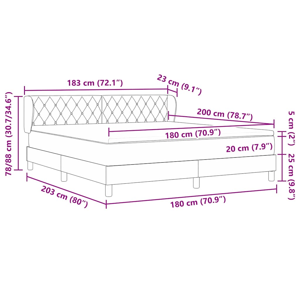 Cama Box com colchão Verde-escuro 180 x 200 cm Veludo