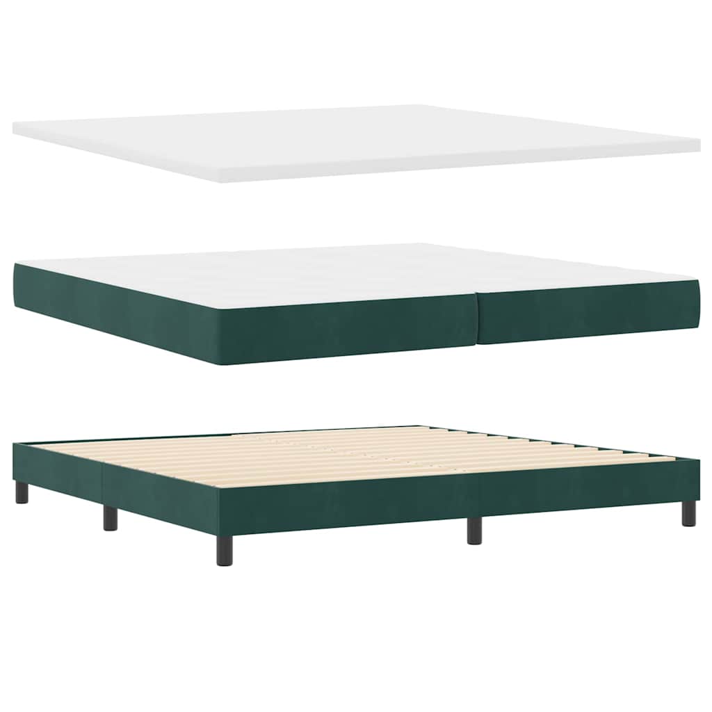Cama Box com colchão Verde-escuro 200 x 200 cm Veludo