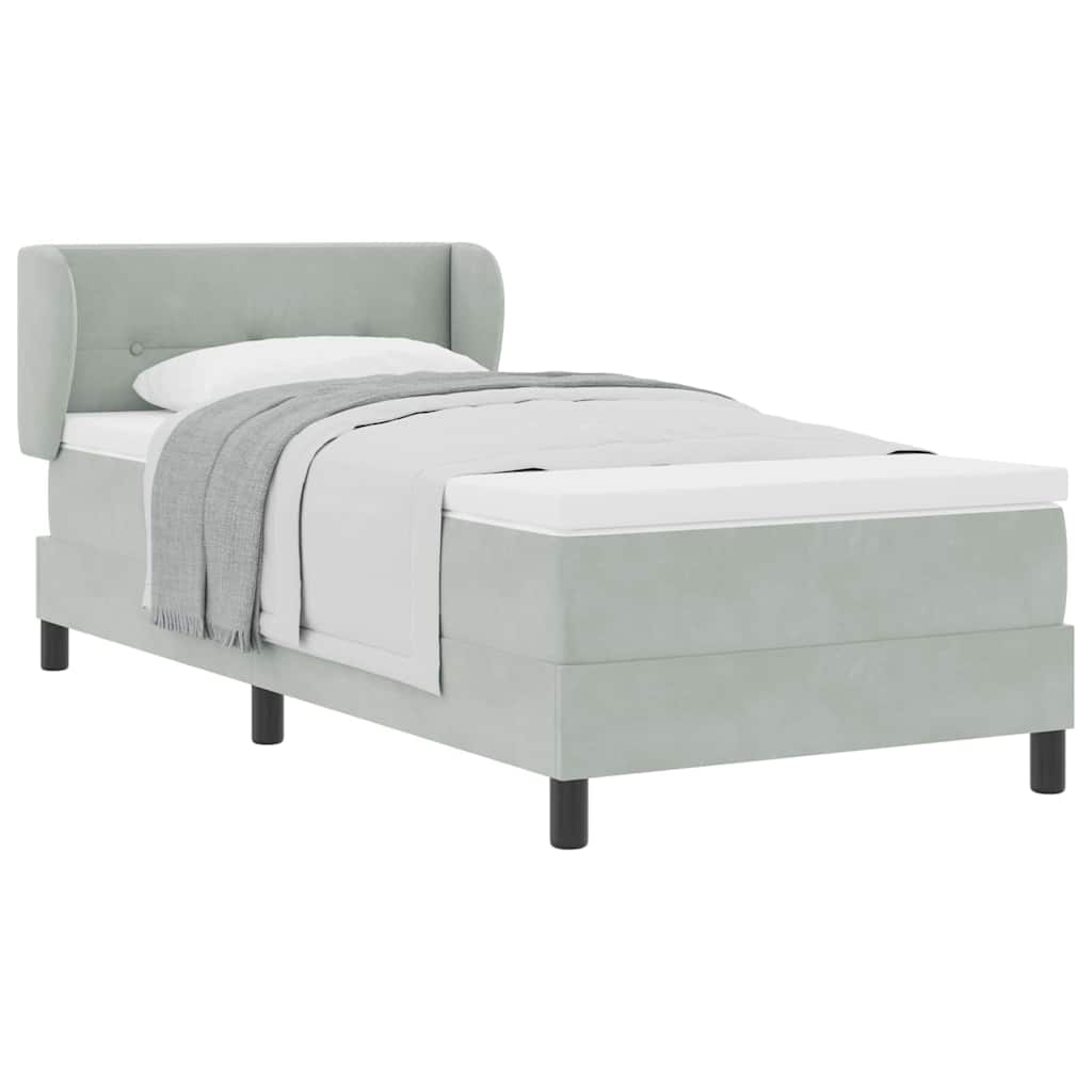 Cama Box Spring com Colchão Cinza Escuro 80x200 cm em Veludo