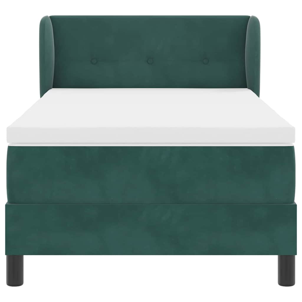 Cama Box com colchão Verde-escuro 90 x 190 cm Veludo