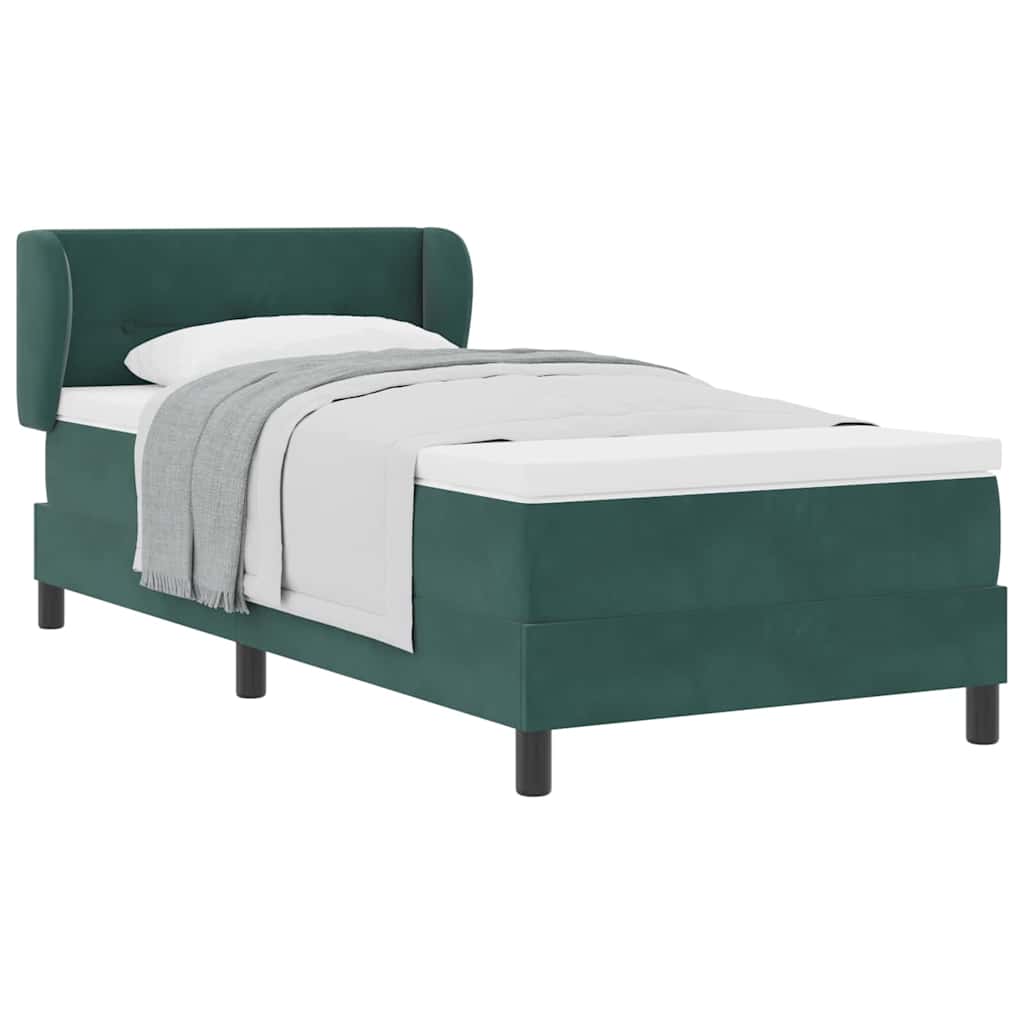 Cama Box com colchão Verde-escuro 90 x 200 cm Veludo