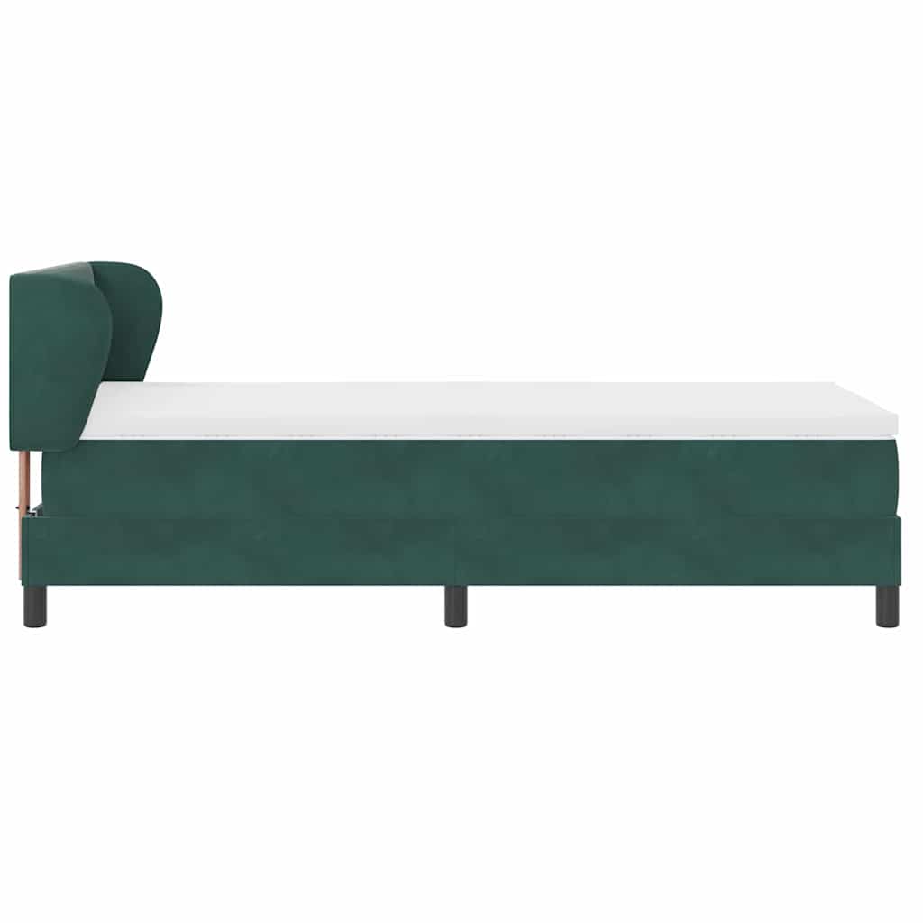 Cama Box com colchão Verde-escuro 90 x 200 cm Veludo