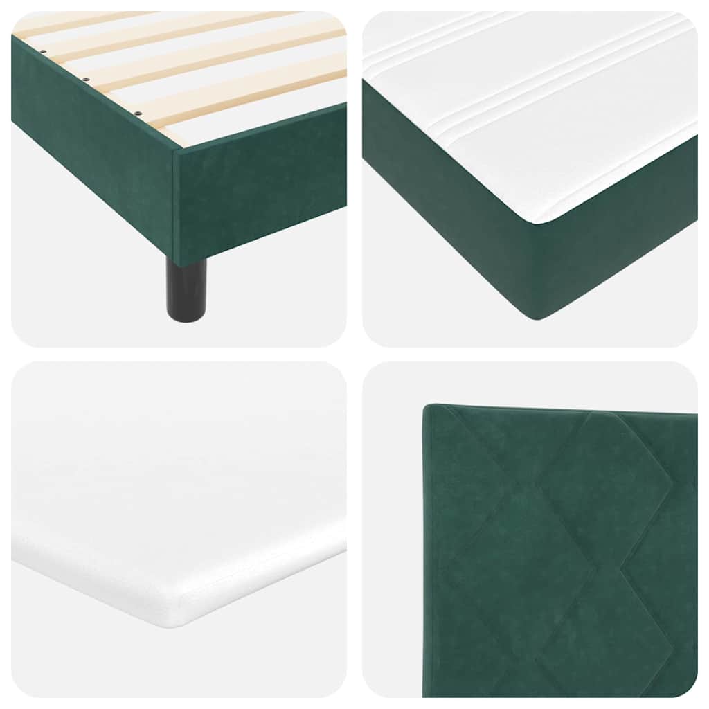 Cama Box com colchão Verde-escuro 90 x 190 cm Veludo
