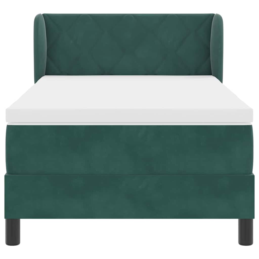 Cama Box com colchão Verde-escuro 90 x 190 cm Veludo