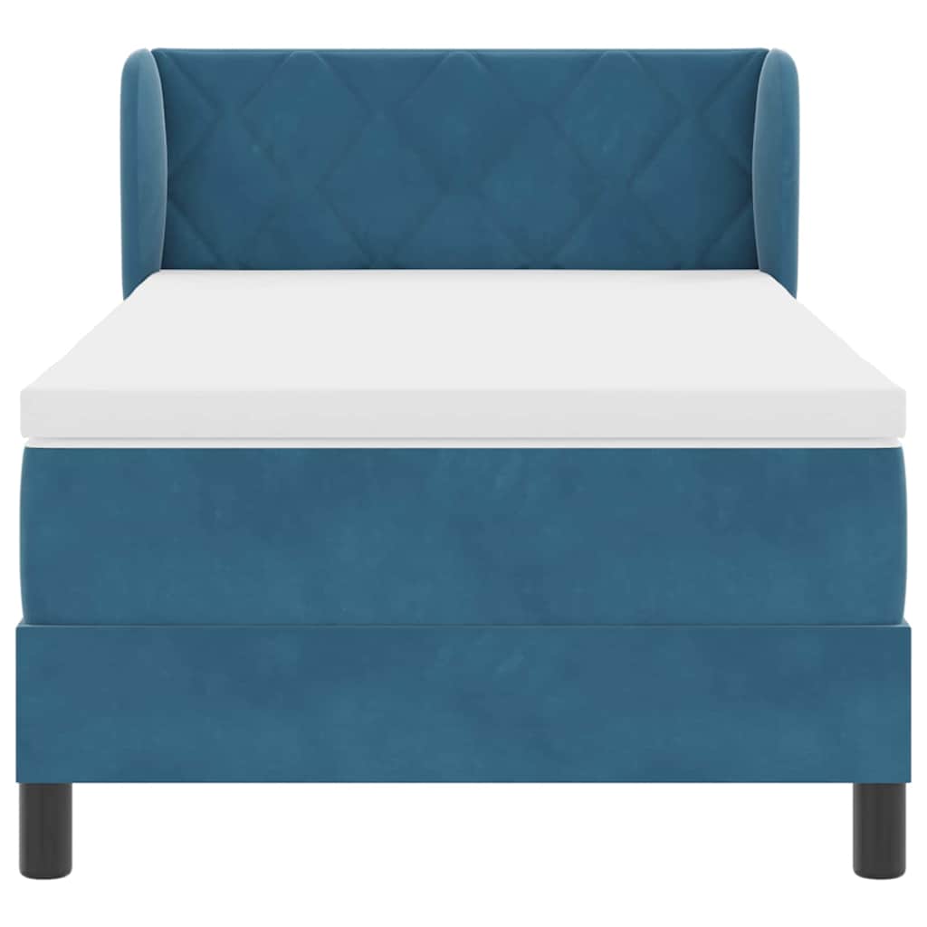 Cama Box com colchão Azul escuro 90 x 190 cm Veludo