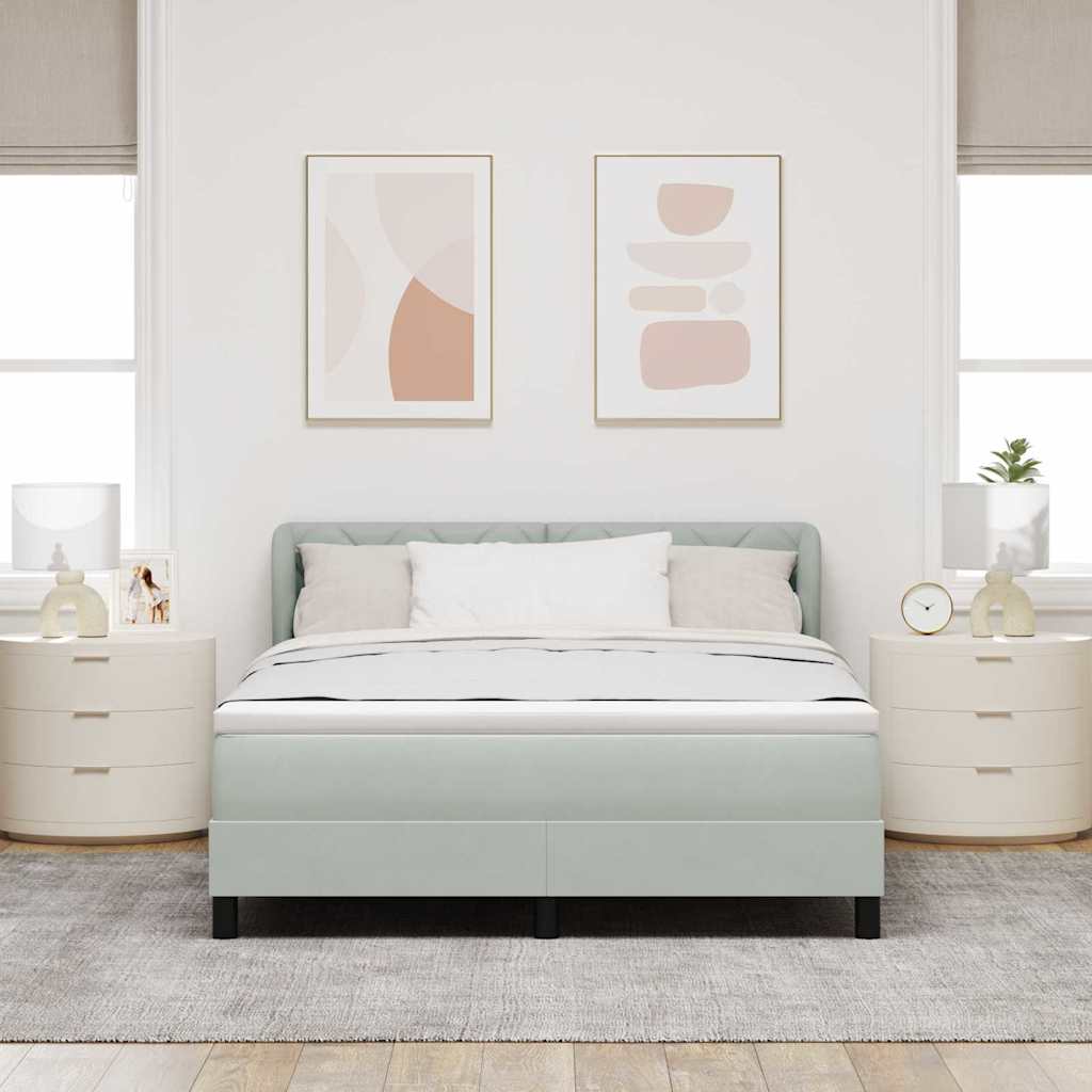 Cama Box Spring com Colchão Cinza Escuro 80x200 cm em Veludo