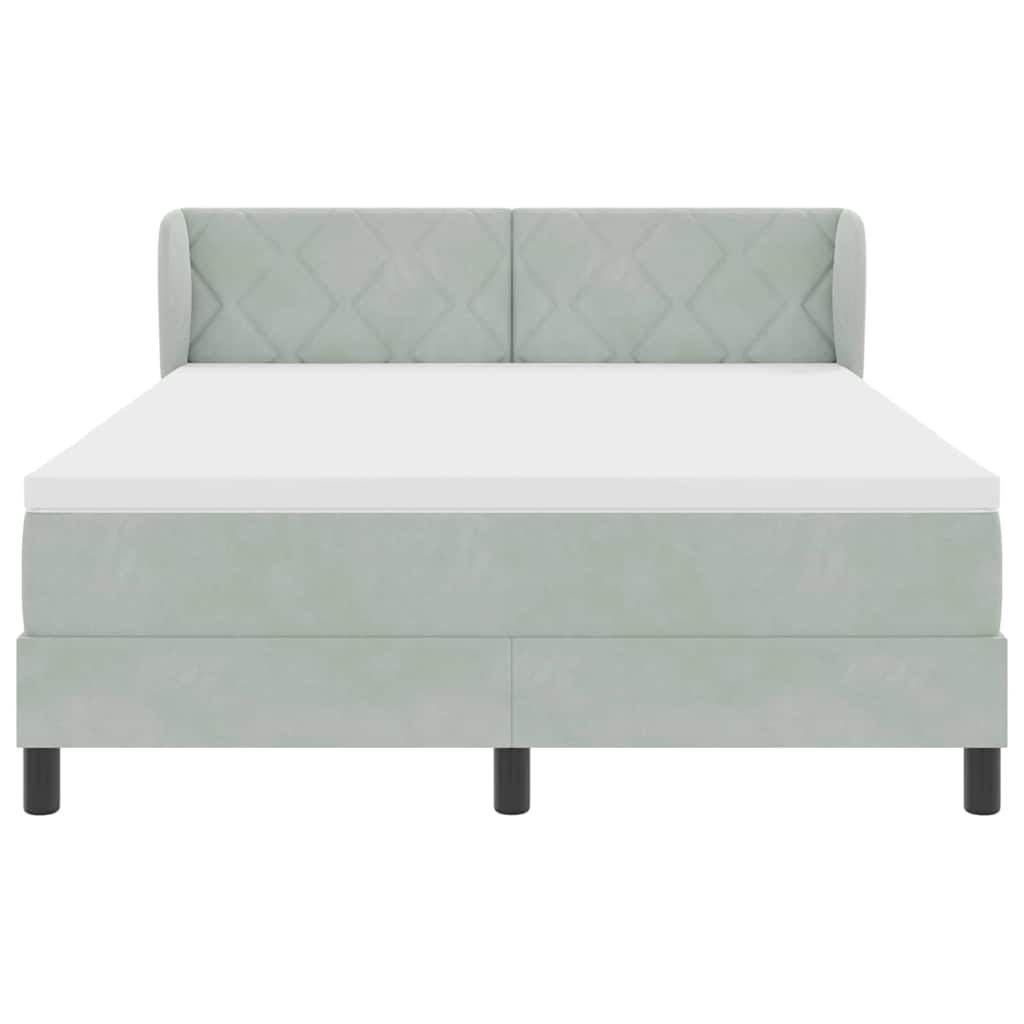 Cama Box Spring com Colchão Cinza Escuro 80x200 cm em Veludo