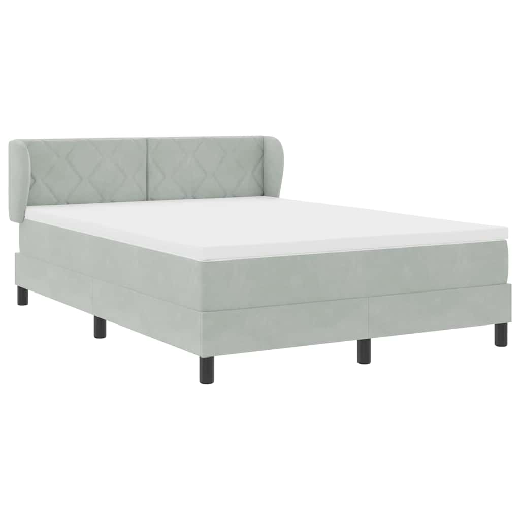 Cama Box Spring com Colchão Cinza Escuro 80x200 cm em Veludo