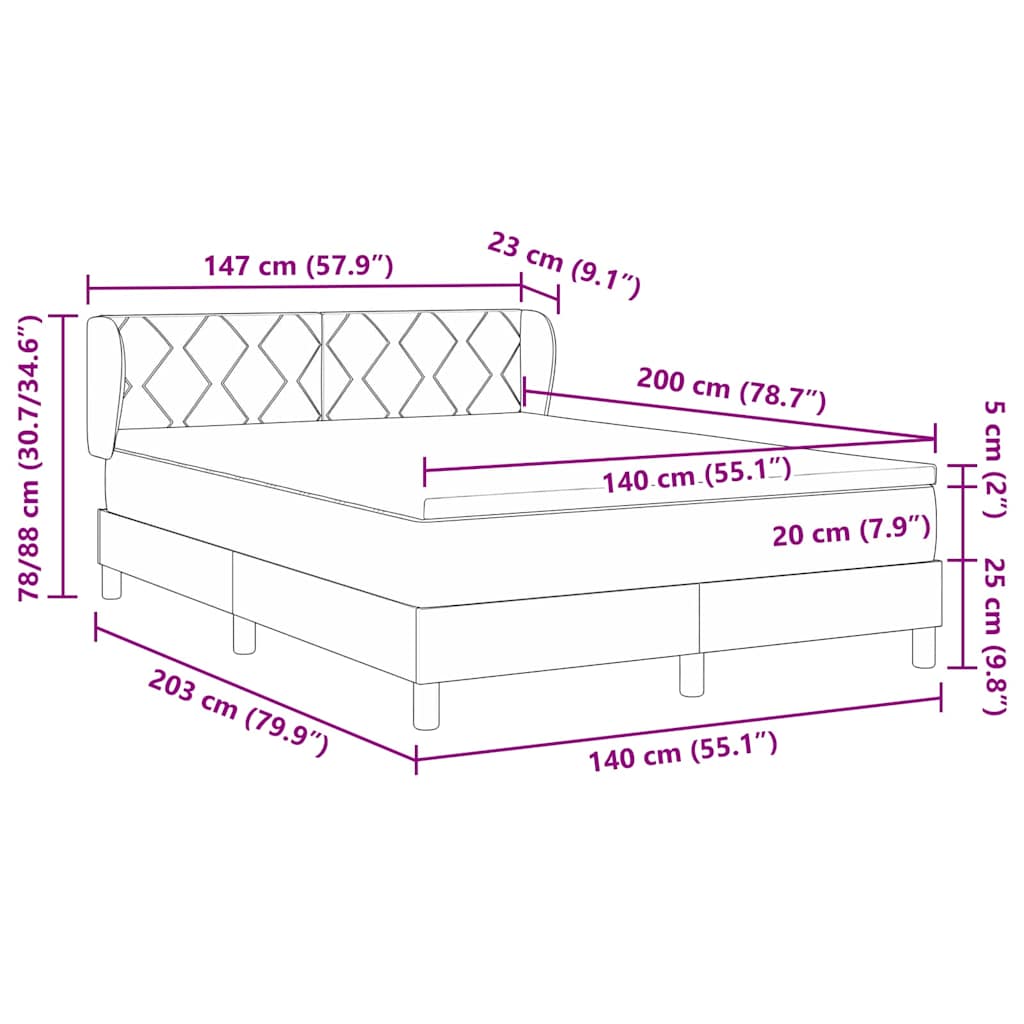 Cama Box Spring com Colchão Cinza Escuro 80x200 cm em Veludo