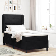 Cama Box com colchão com cabeceira Preto 100 x 200 cm Veludo