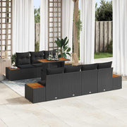 Conjunto de Sofá de Jardim 8 pcs Preto Rattan Sintético