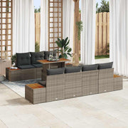 Conjunto de Sofá de Jardim 8 pcs Cinzeto Rattan Sintético