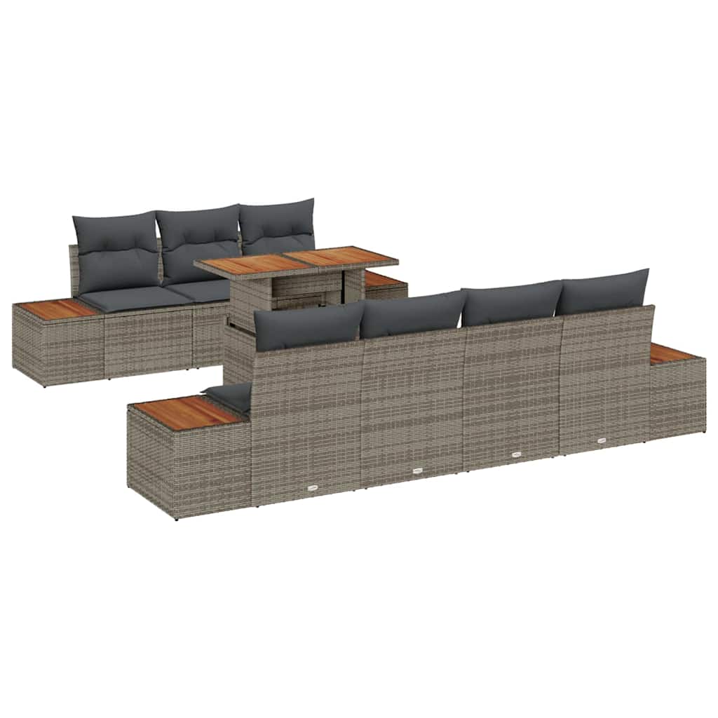 Conjunto de Sofá de Jardim 8 pcs Cinzeto Rattan Sintético