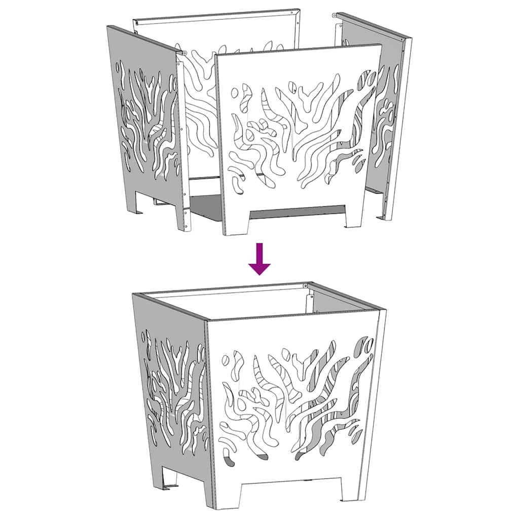 Fire Pit Preto 40 x 40 x 40 cm Aço