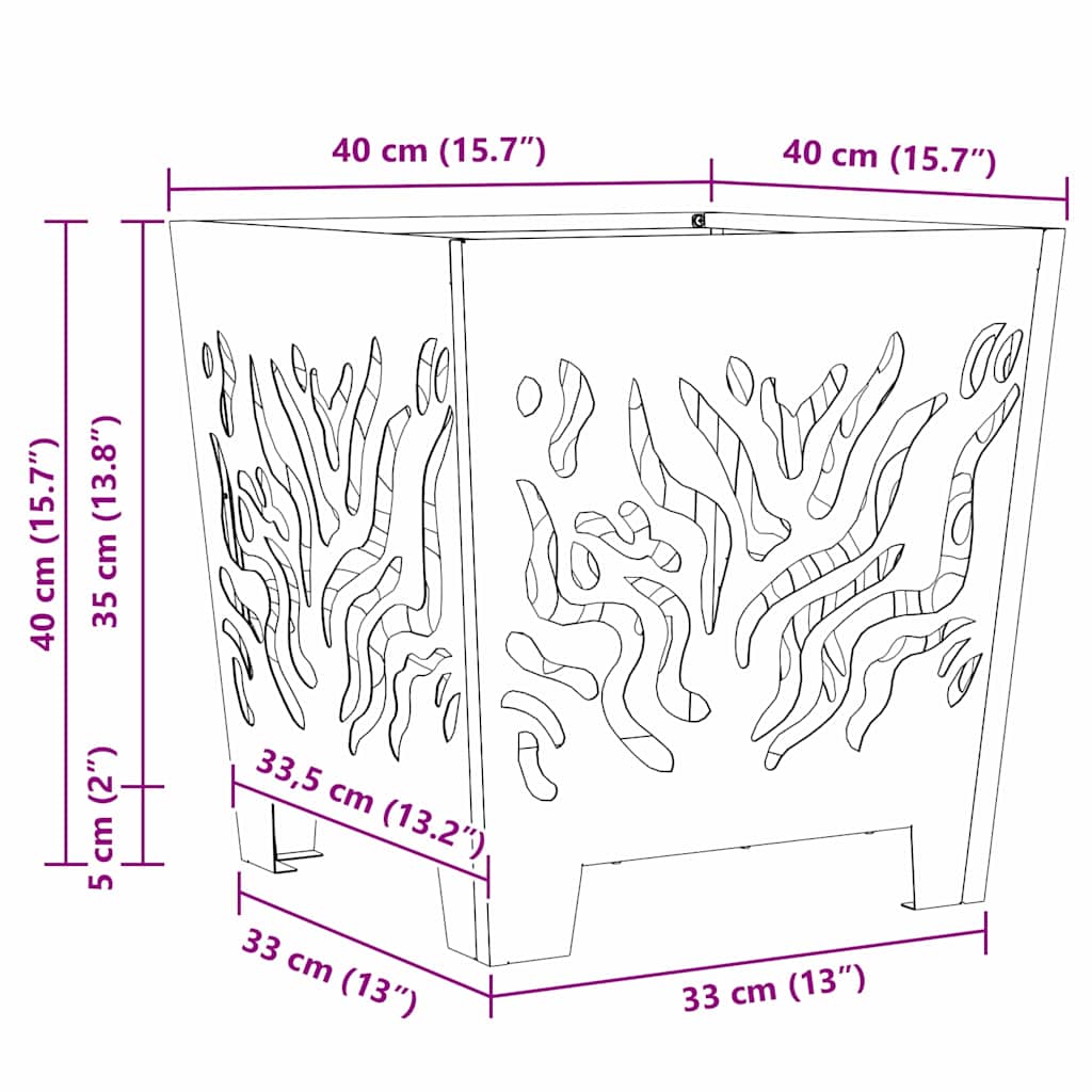 Fire Pit Preto 40 x 40 x 40 cm Aço
