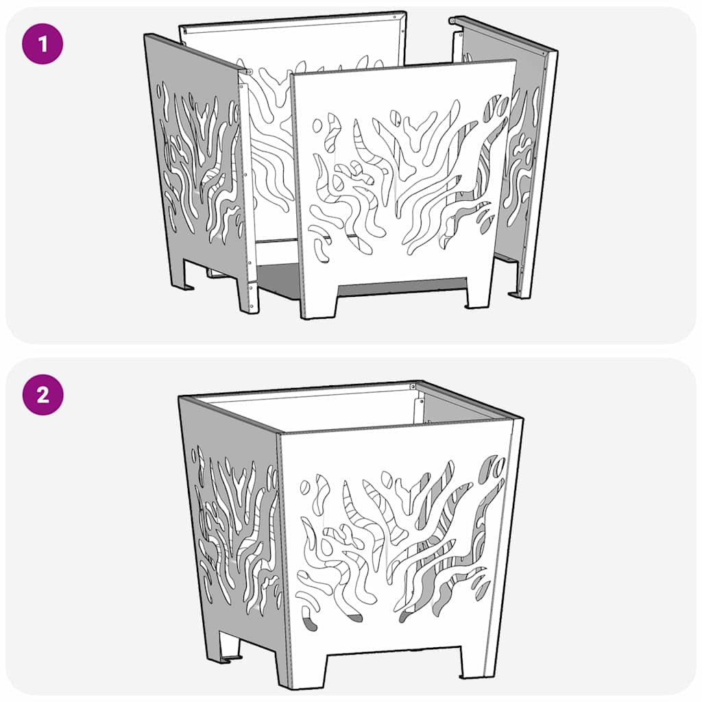 Fire Pit Castanho 40 x 40 x 40 cm Aço