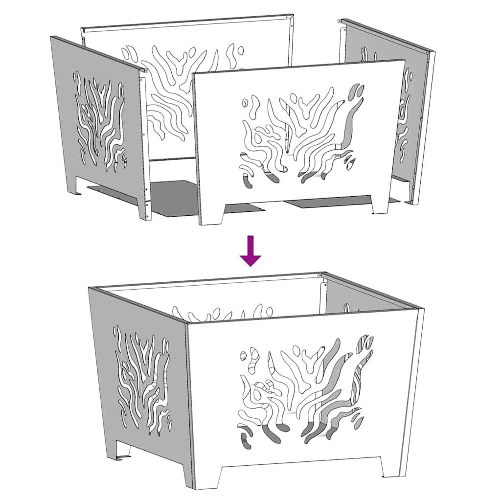 Fire Pit Preto 60 x 60 x 40 cm Aço